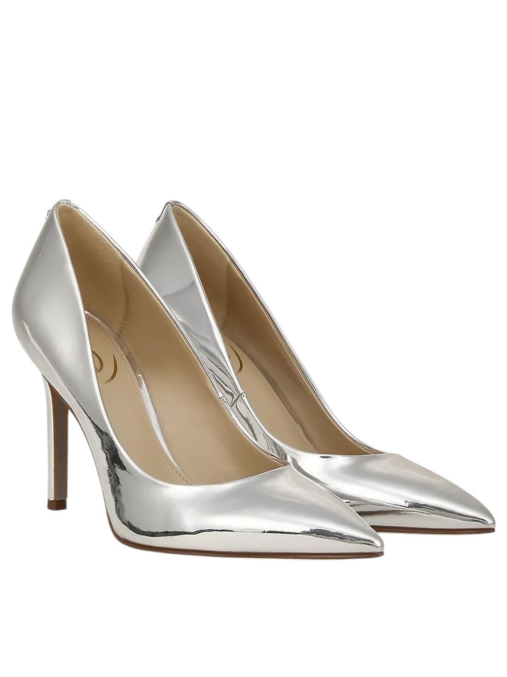 Sam Edelman Hazel Silver Metallic Leather Pointed Toe Pumps Size 8.5 NWOB